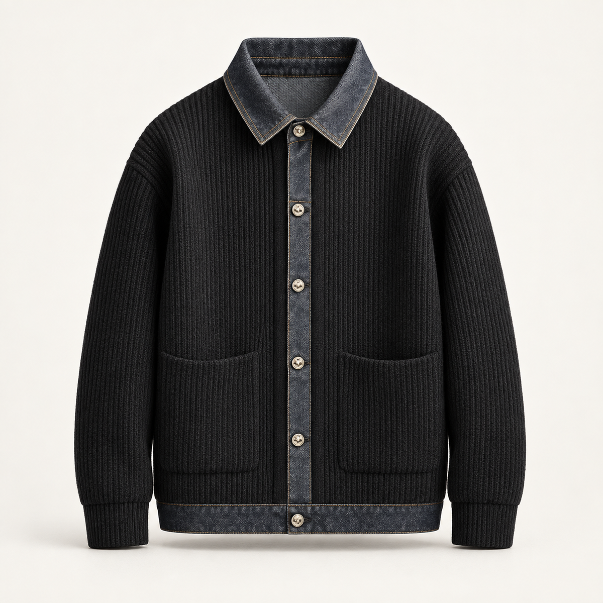 Arthur Wool Jacket — Onyx Black, front studio view