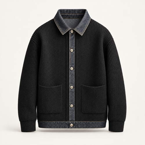 Arthur Wool Jacket — Onyx Black, front studio view