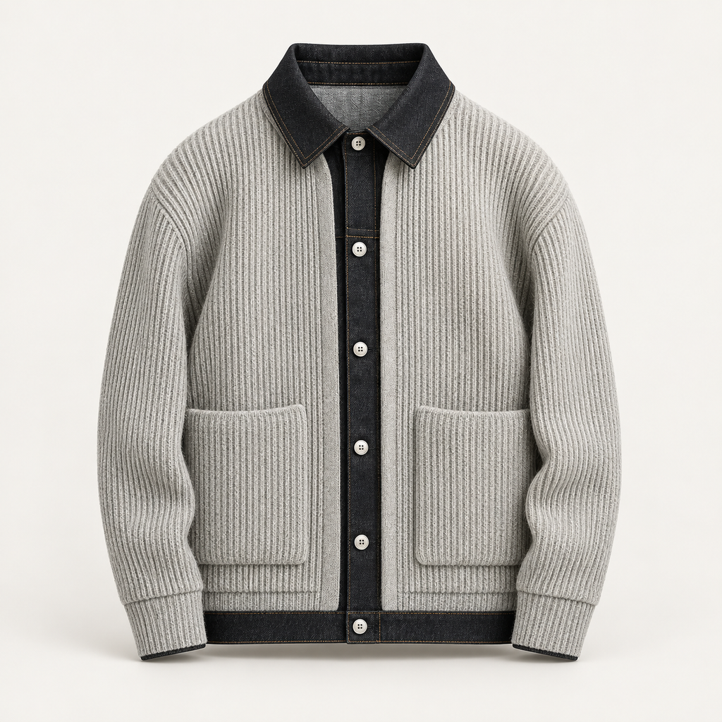 Arthur Wool Jacket — Slate Grey, front studio view
