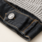 Arthur Wool Jacket — Slate Grey denim hem and metal button detail