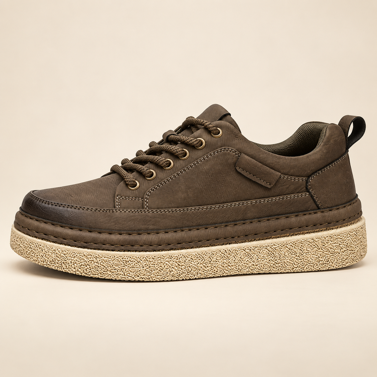 Declan platform lace-up shoes — Khaki — Khaki side profile