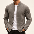 Dorian Mandarin Collar Knit Overshirt — hero