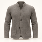 Dorian Mandarin Collar Knit Overshirt — gray