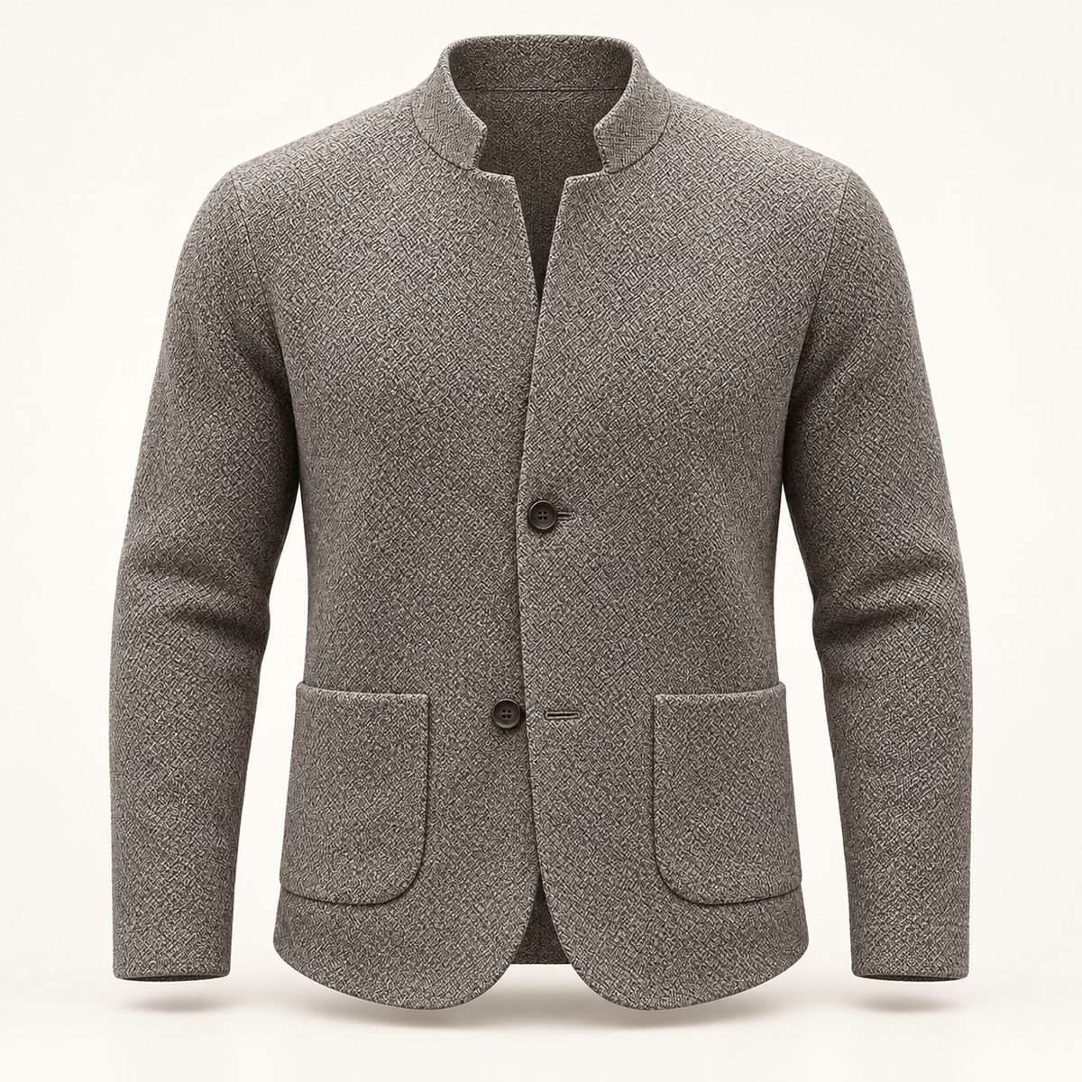 Dorian Mandarin Collar Knit Overshirt — gray