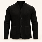 Dorian Mandarin Collar Knit Overshirt — black