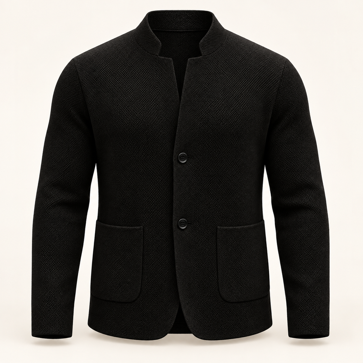 Dorian Mandarin Collar Knit Overshirt — black