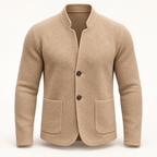 Dorian Mandarin Collar Knit Overshirt — beige