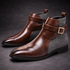 Emmett Buckle Ankle Boots — Brown studio pair