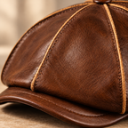 Gianni leather grain and stitching detail