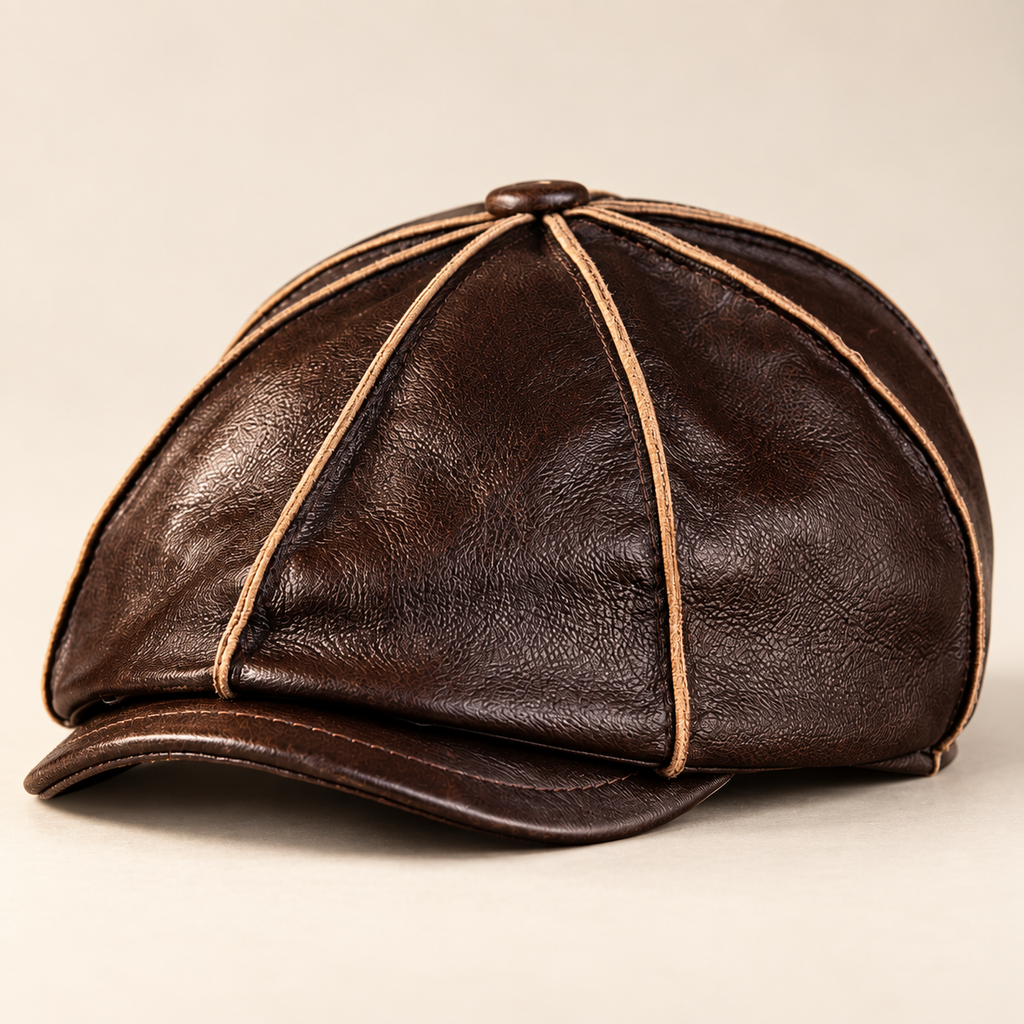 Gianni leather cap — Dark Brown
