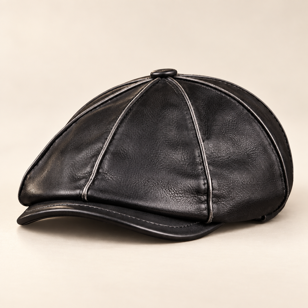 Gianni leather cap — Black