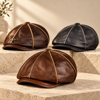 Gianni leather caps in Light Brown, Dark Brown and Black