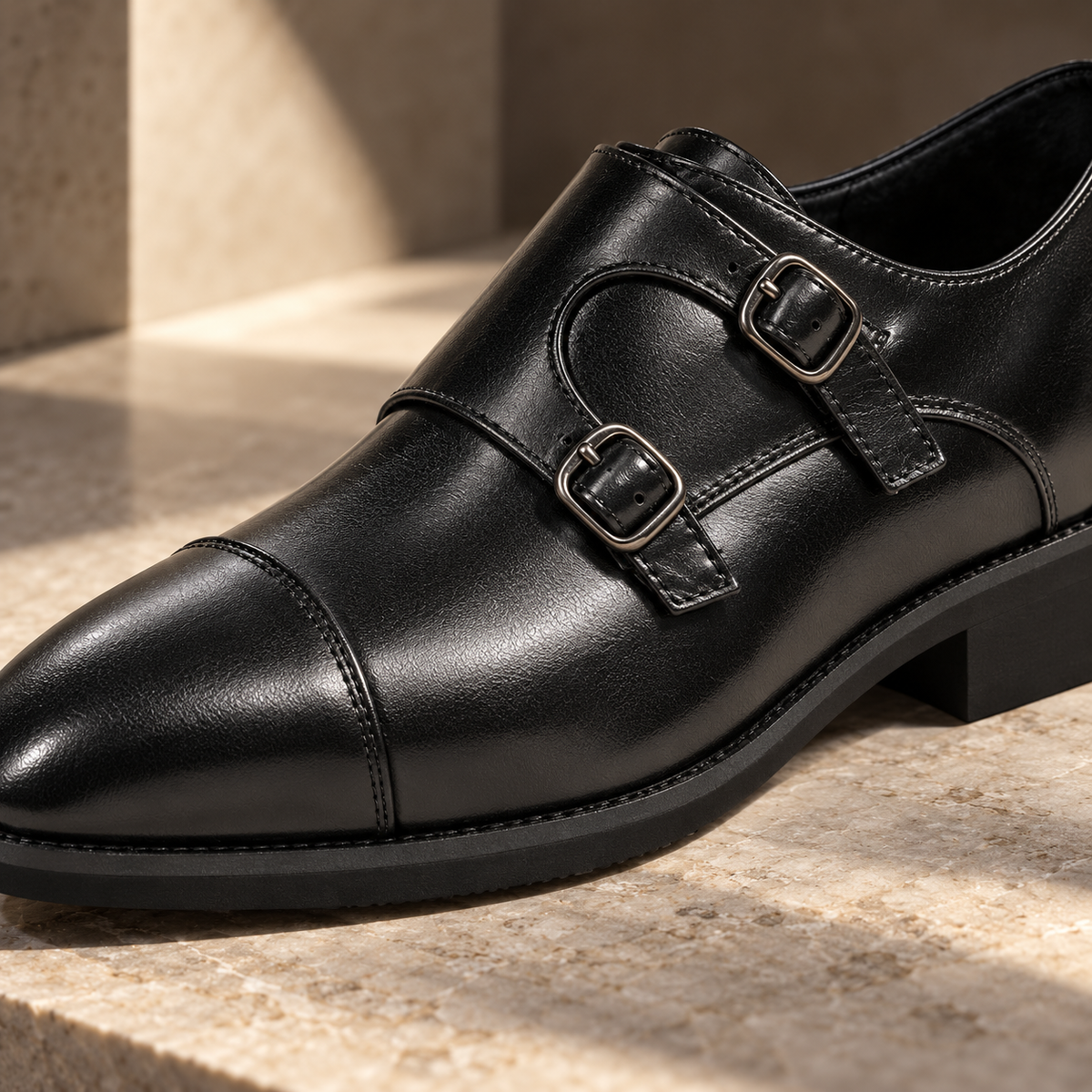 Harlow — Black — Black buckle detail