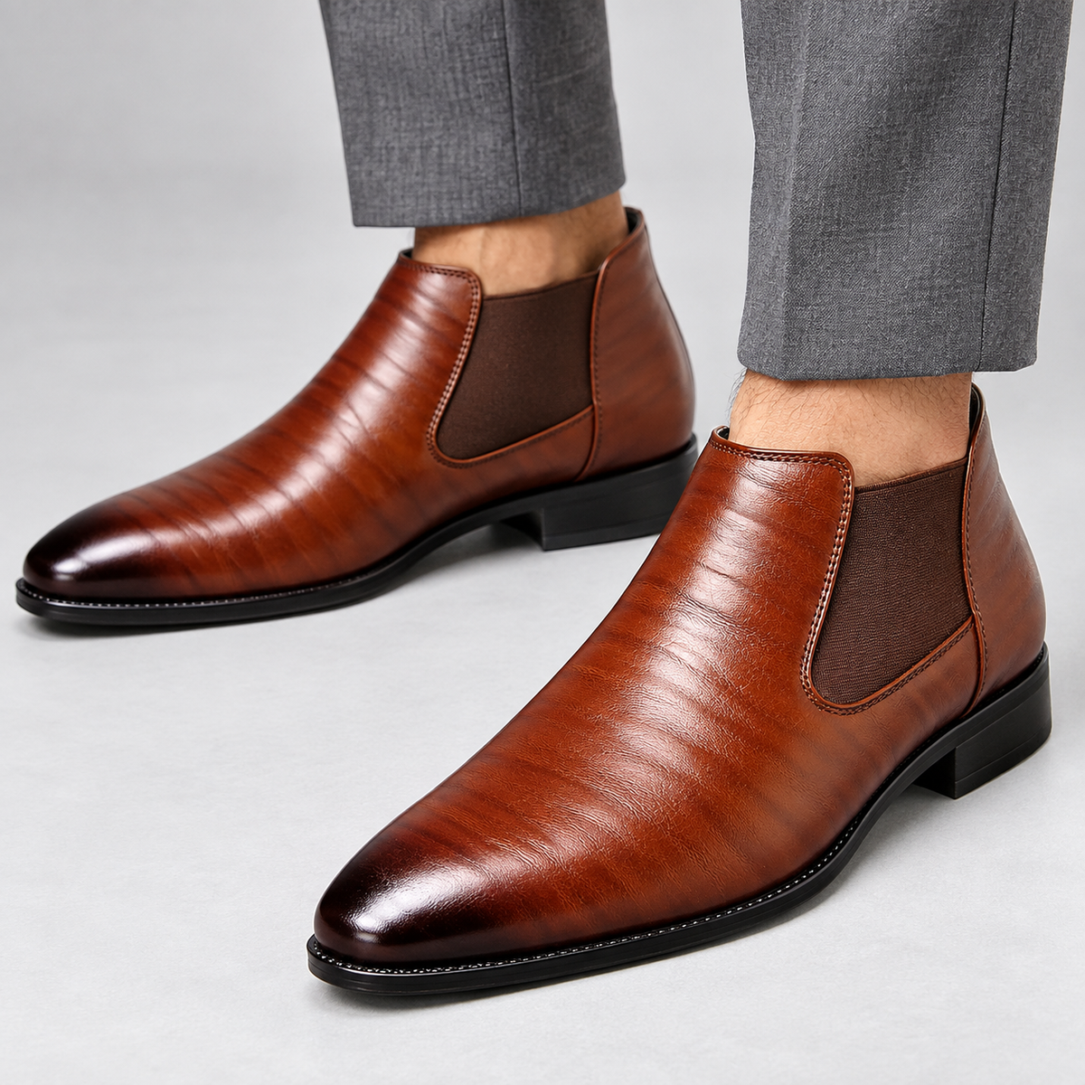 Lucca Comfort Dress Shoes — Brown — worn