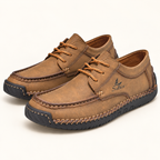 Marlowe lace-up driving shoes — Brown — Brown hero — original Salkin branding
