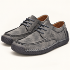 Marlowe lace-up driving shoes — Gray — Gray hero — original Salkin branding