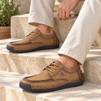 Marlowe lace-up driving shoes — Brown — Brown weekend styling — original Salkin branding