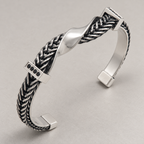 Nardo Woven Titanium Cuff — silver — studio