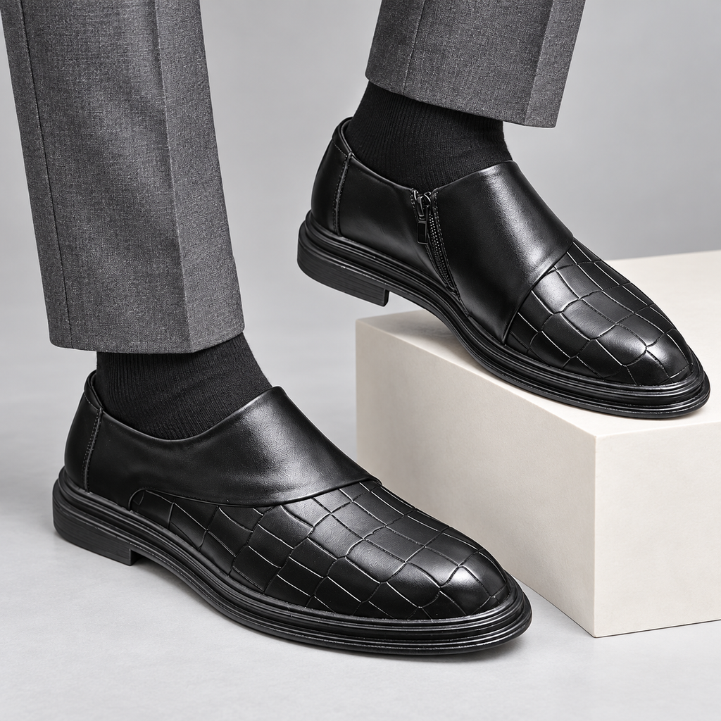 Ottone Quilted Business Loafers - black - on-foot styling