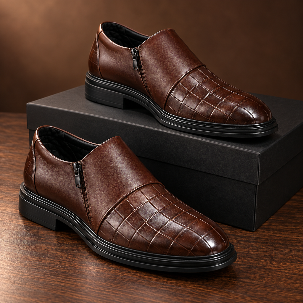 Ottone Quilted Business Loafers - brown - studio product photograph