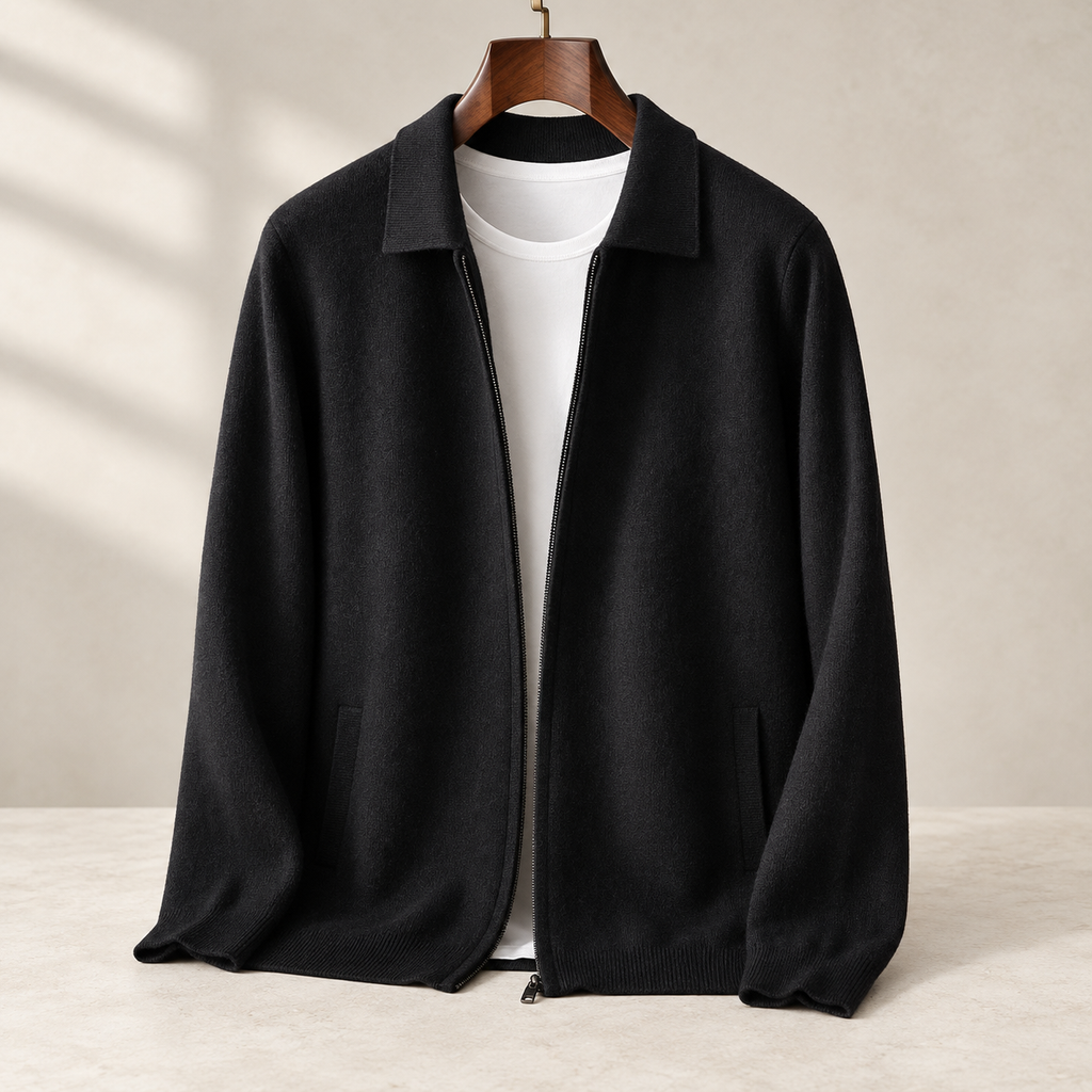 Roma Cashmere Cardigan — Jet Black