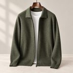 Roma Cashmere Cardigan — Olive Green
