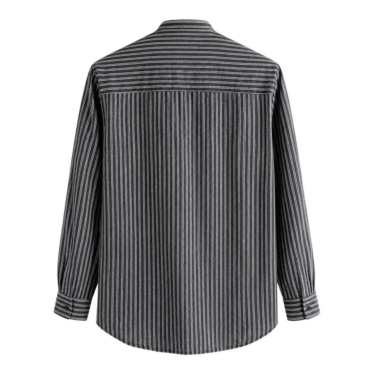 Salvatore Striped Cotton Shirt — Black — back