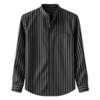 Salvatore Striped Cotton Shirt — Black — studio
