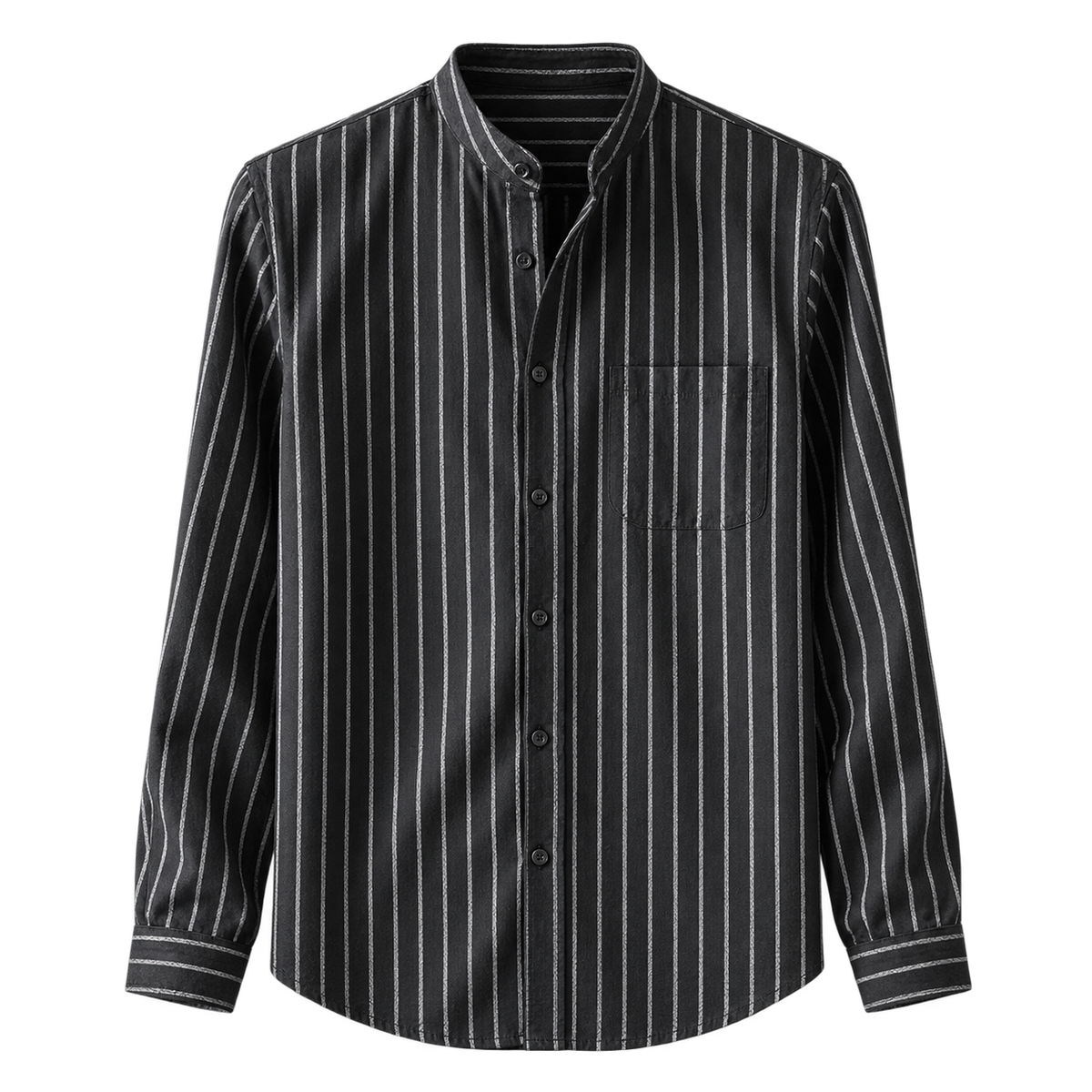 Salvatore Striped Cotton Shirt — Black — studio