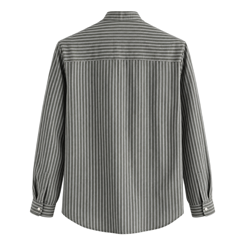 Salvatore Striped Cotton Shirt — Green — back