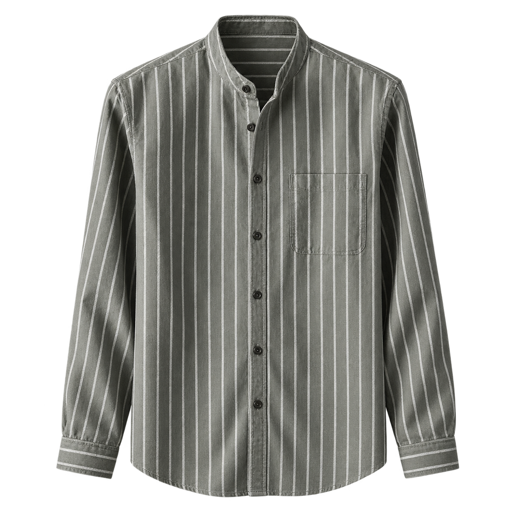 Salvatore Striped Cotton Shirt — Green — studio