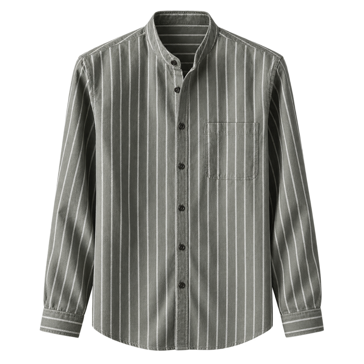 Salvatore Striped Cotton Shirt — Green — studio