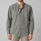Salvatore Striped Cotton Shirt — Green — worn