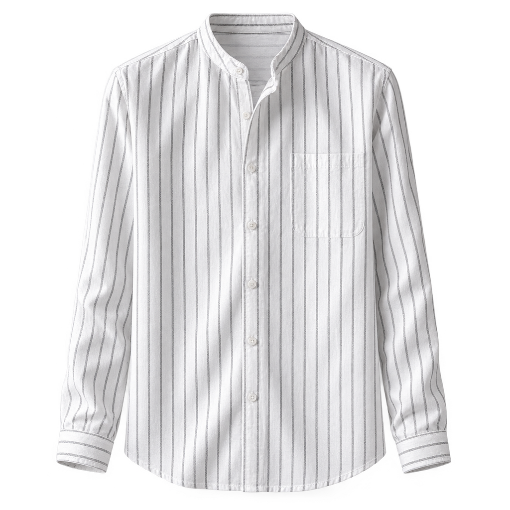 Salvatore Striped Cotton Shirt — White — studio