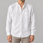 Salvatore Striped Cotton Shirt — White — worn