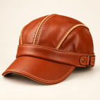 Enzo Aviator Leather Cap — Light Brown — studio view