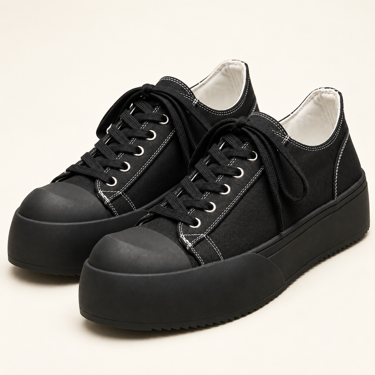 Torino Retro Leather Sneakers — Black — studio view