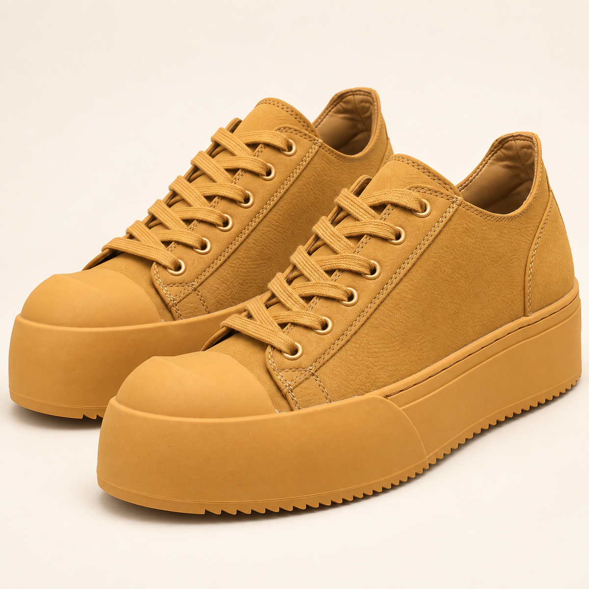 Torino Retro Leather Sneakers — Brown — studio view