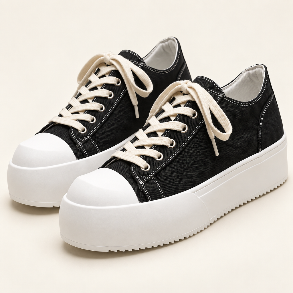 Torino Retro Leather Sneakers — White — studio view