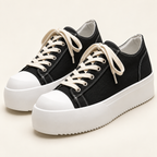Torino Retro Leather Sneakers — White — studio view