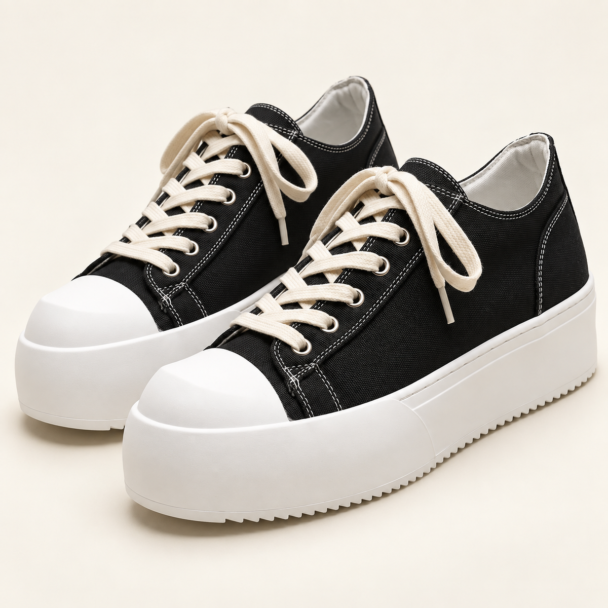 Torino Retro Leather Sneakers — White — studio view