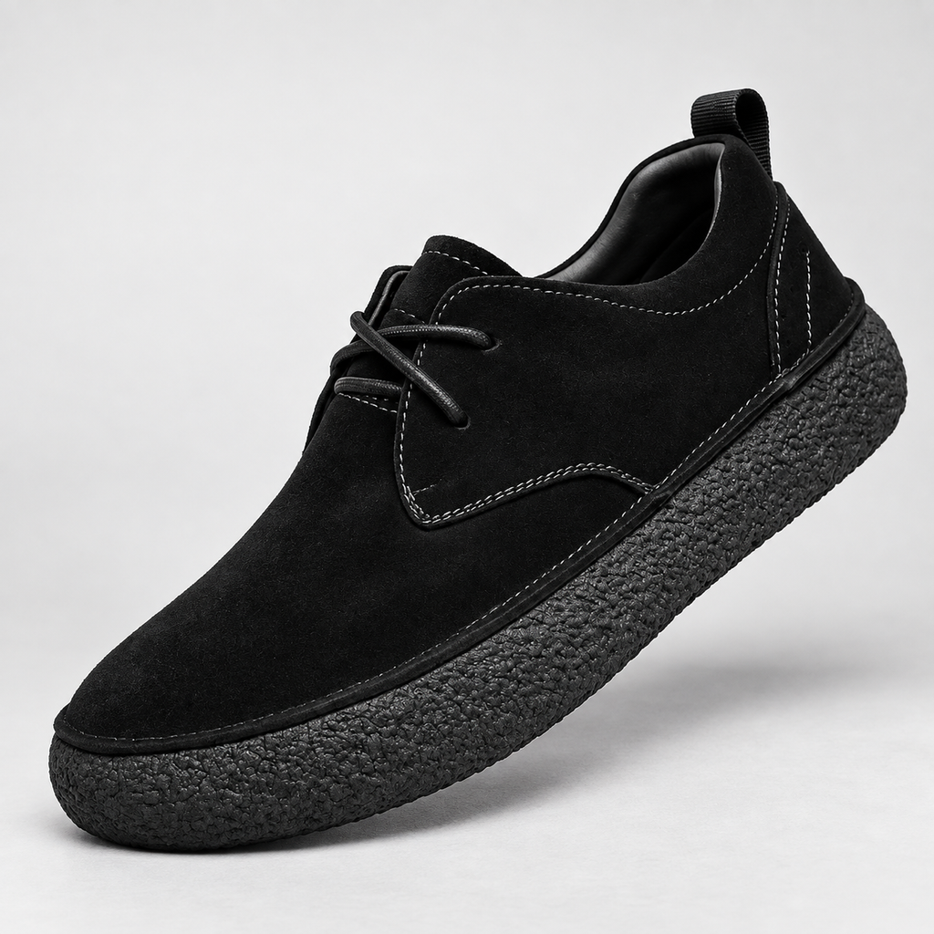 Renzo Suede Slip-On Loafers — Black — detail