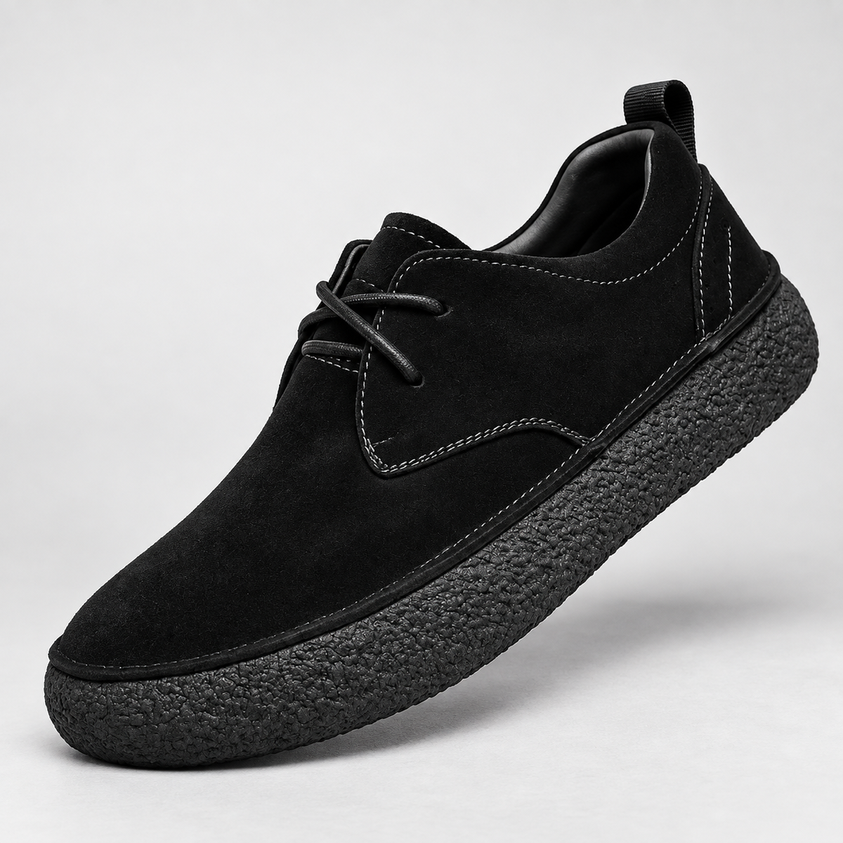 Renzo Suede Slip-On Loafers — Black — detail