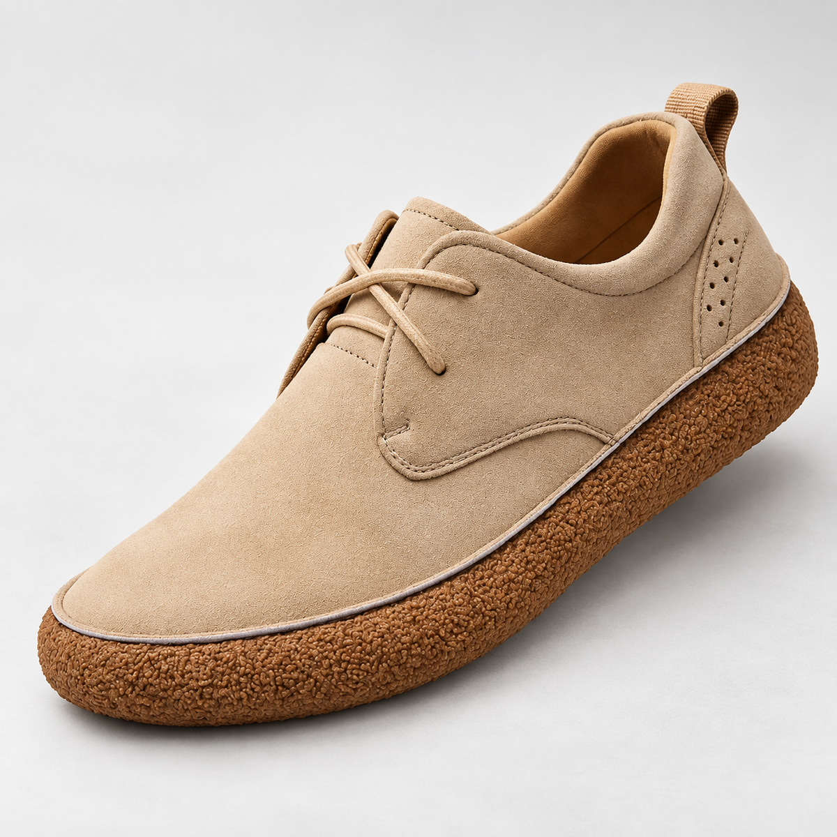 Renzo Suede Slip-On Loafers — Khaki — detail