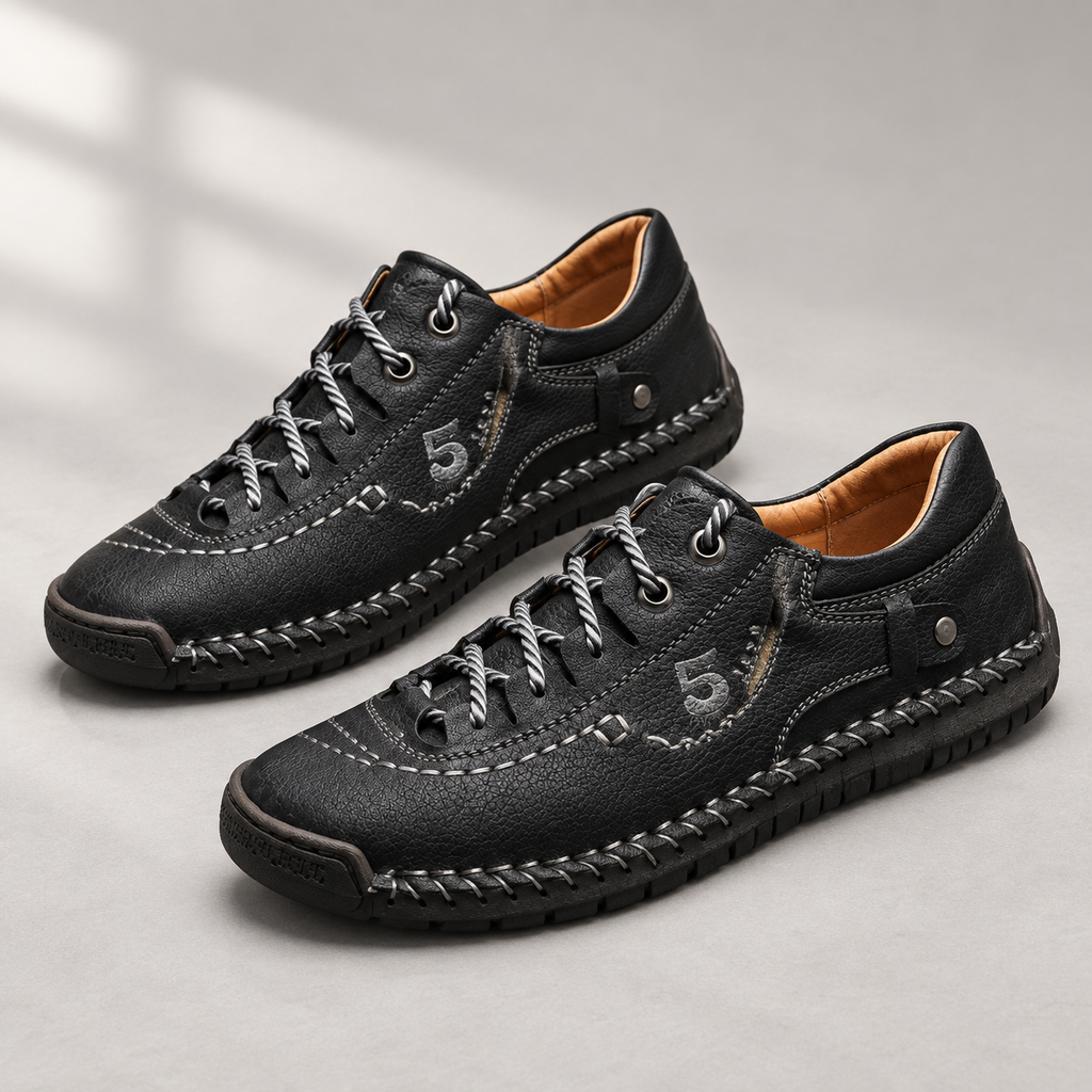 Enzo leather derby — Black — detail