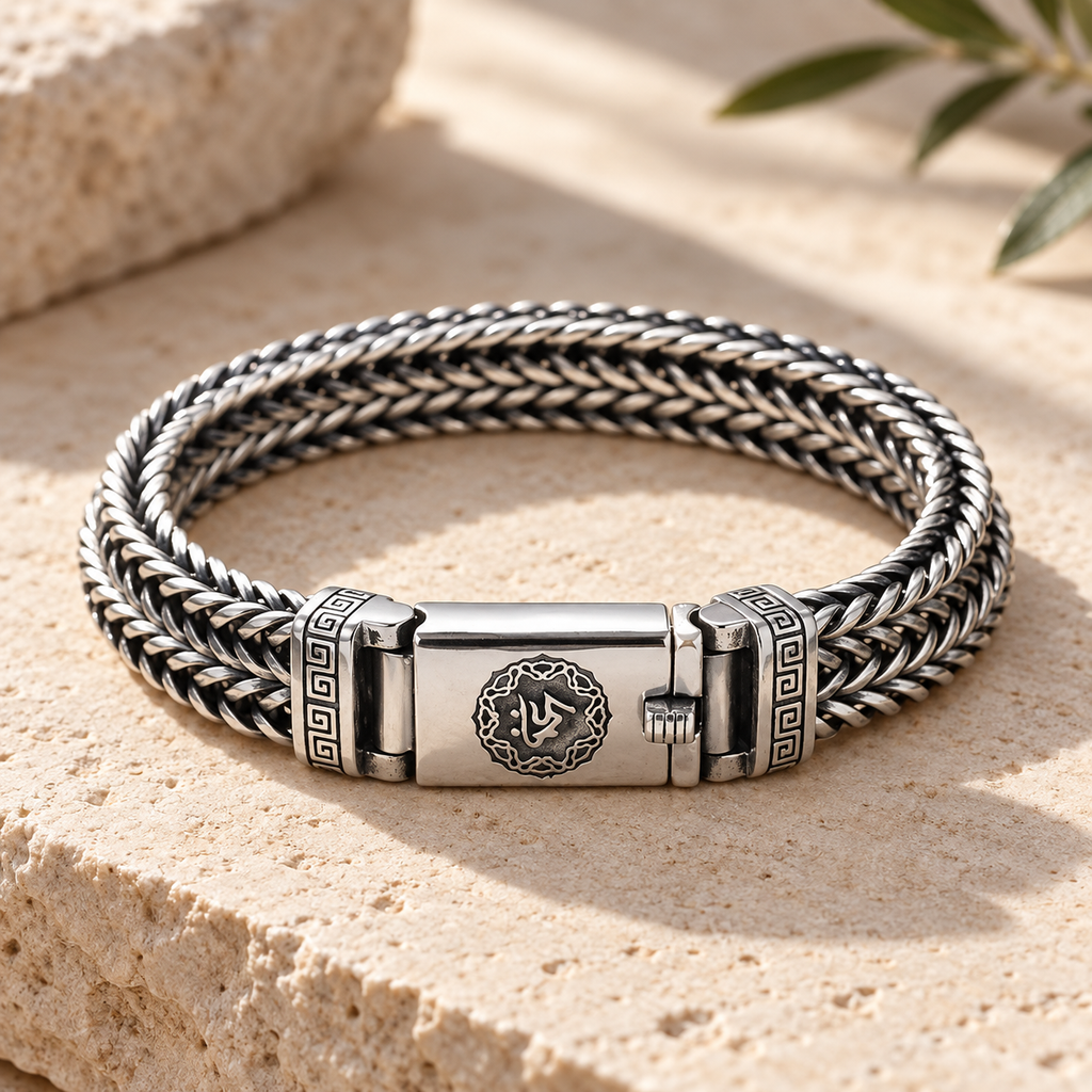 Silvano Chainlink Bracelet — full bracelet on limestone