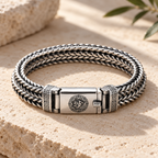 Silvano Chainlink Bracelet — full bracelet on limestone