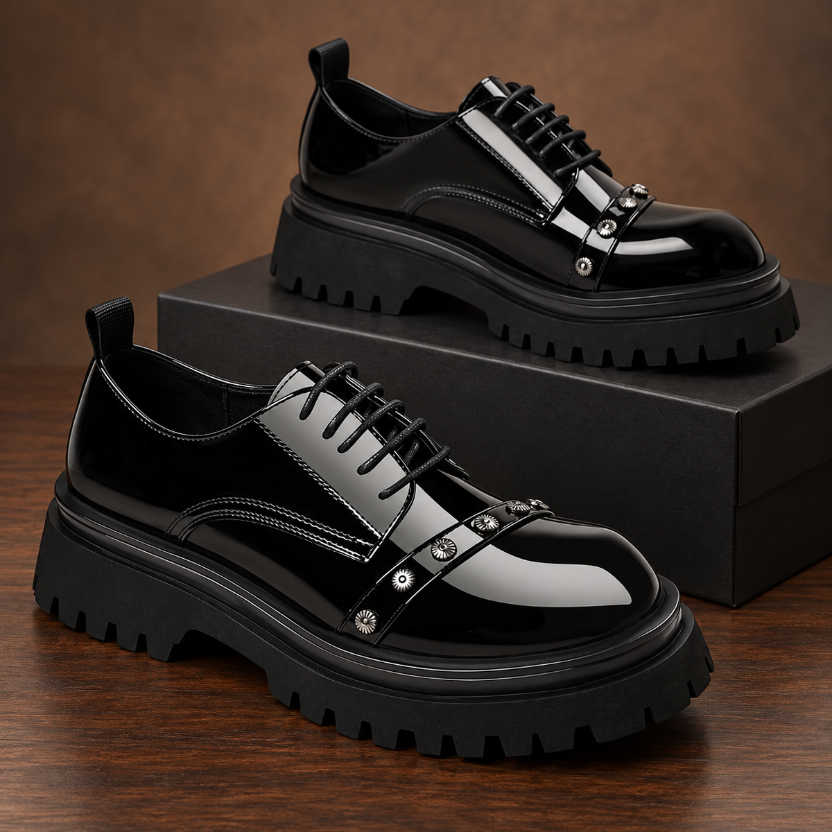 Tommaso Platform Derby Shoes - black - studio product photograph