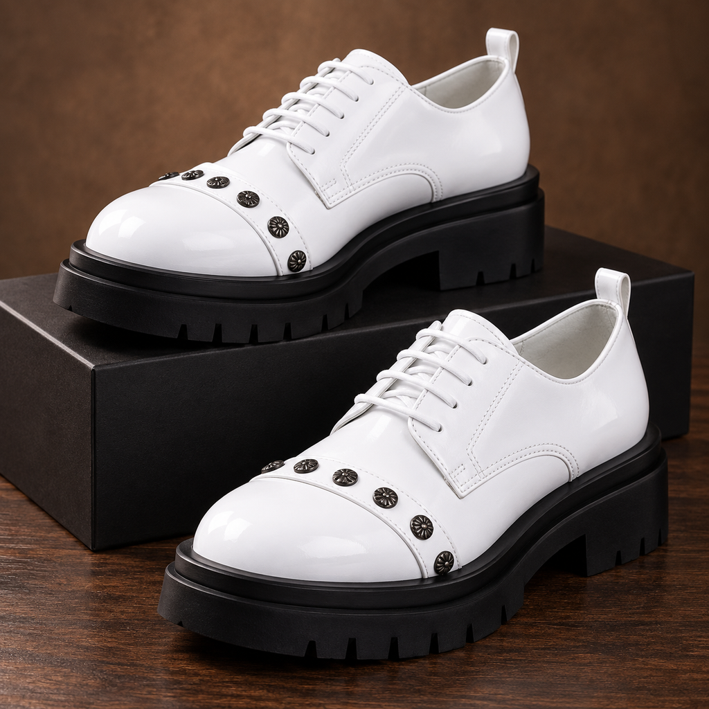 Tommaso Platform Derby Shoes - white - studio product photograph